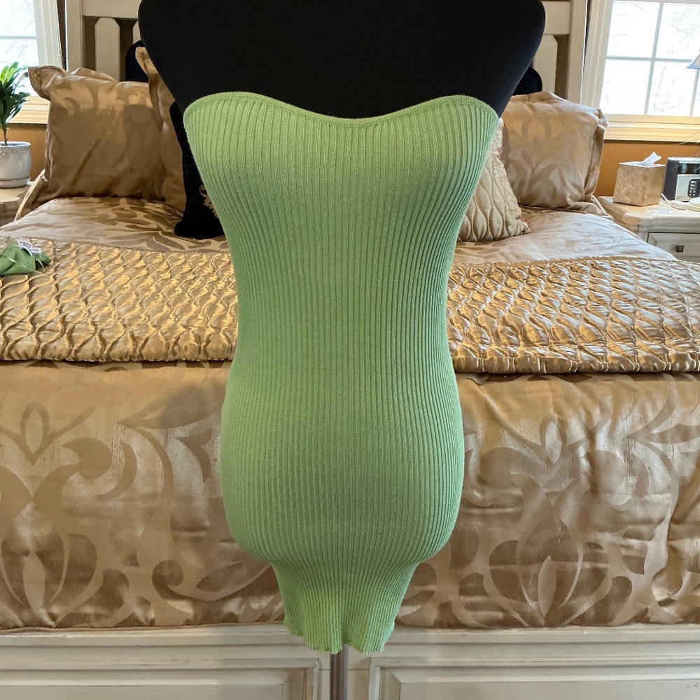 OH POLLY 2 Piece Strapless Green Dress with Matching Shrug Size XS/S - Picture 3 of 11